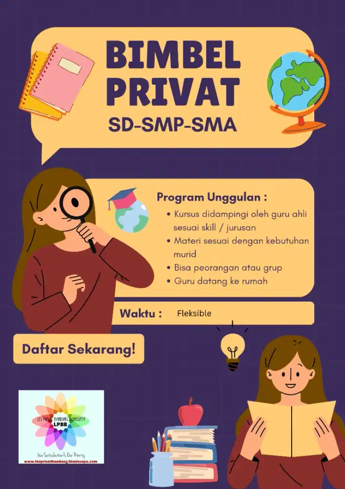 Les Privat Bimbel SD, SMP, SMA Guru Datang Ke Rumah Murid !!!