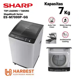 SHARP Mesin Cuci TOP LOADING 7 Kg Megamouth Series ESM7000N-GG Lowwatt