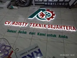 huruf timbul galvanis backlite