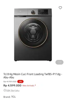 TCL MESIN CUCI FRONT LOADING TWF85-P11DG 8,5KG