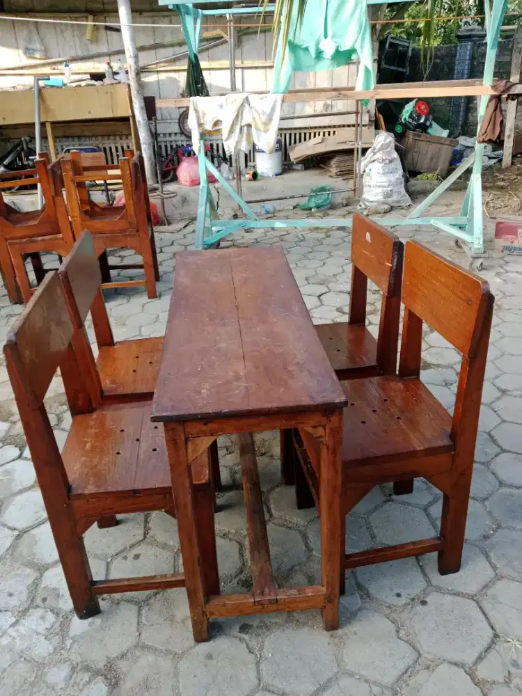 Meja kayu jati kuno uku, tinggi, 73cm x L40  x P, 115cm