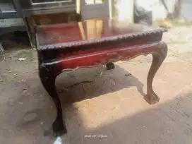 Meja jati ukir antik atas tikblok tua bekas Bogor dah melamin 70*70