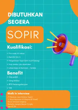 Dibutuhkan segera SOPIR