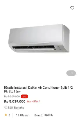 PROMO KREDIT DAIKIN SPLIT AC 1/2 PK