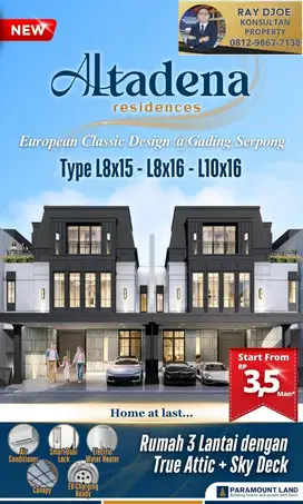 Cluster Altadena 3 Lantai Rp.3 M 5 kamar tidur di Gading Serpong BSD
