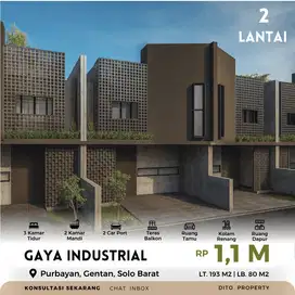 Jual Rumah Nyentrik Desain Industrial Mewah 2 Lt di Gentan, Solo Barat