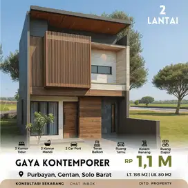Rumah Mewah 2 Lantai Desain Kontemporer Gen-Z, di Gentan - Solo Barat
