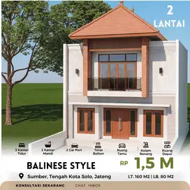 Jual Rumah Arsitektur Bali 2Lt di Pusat Kota Solo, Cash Lunak Bunga 0%