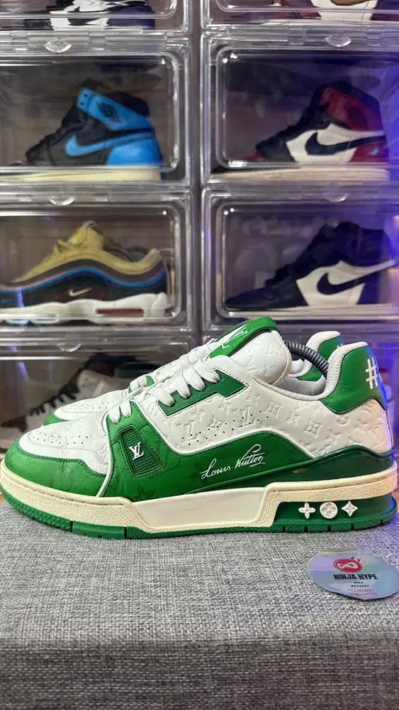 LOUIS VUITTON TRAINERS SIGNATURE GREEN WHITE SNEAKERS