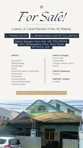 Rumah 2 Lantai Daerah Blimbing Malang Jl. Candi Mendut