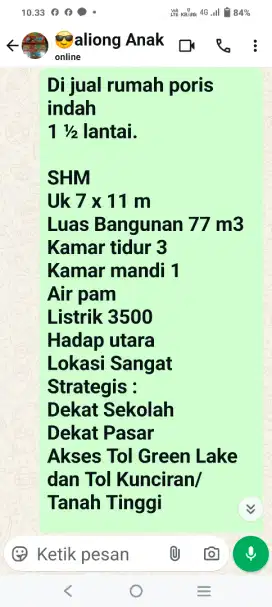 Di jual rumah di poris cipondoh tanggerang