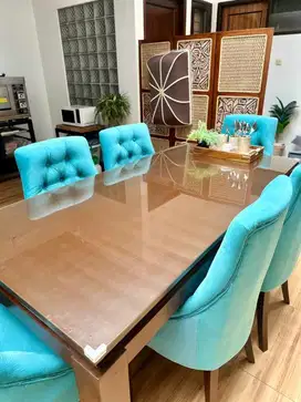 JUAL CEPAT MEJA MAKAN 6 KURSI BAHAN JATI MEWAH MINIMALIS