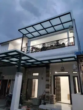 Kanopi mewah atap kaca tempred glass