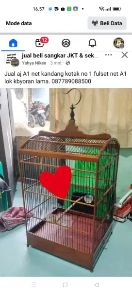 Jual kandang kotak no 1 msh mulus fulset krodong 100 nett