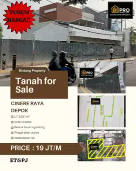 Di jual tanah di pinggir jalan Cinere raya, Depok