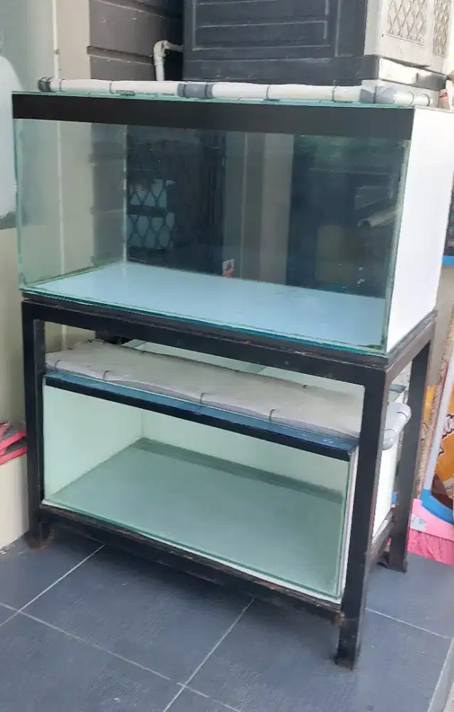 Aquarium Rak 2 Susun + Meja Besi Holo