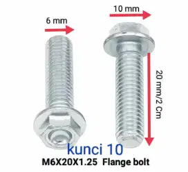 Baut topi/flange bolt M6X20 kunci 10