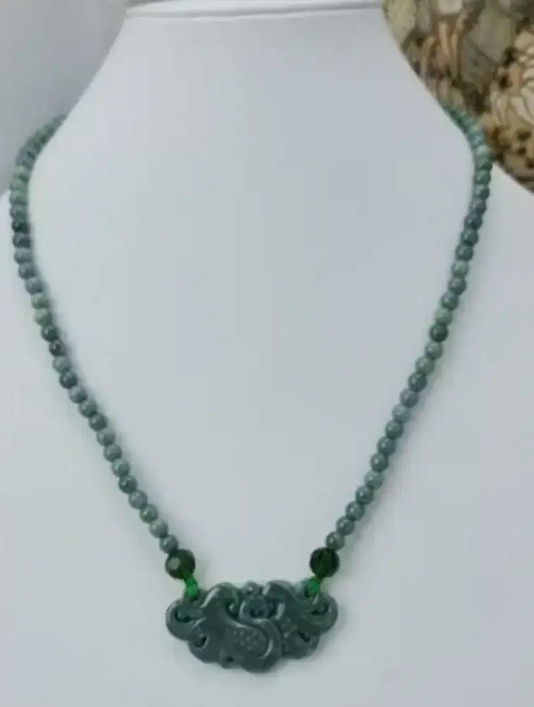 Kalung Giok Asli Grade A liontin DIY BWJ Guatemala ukir PHOENIX
