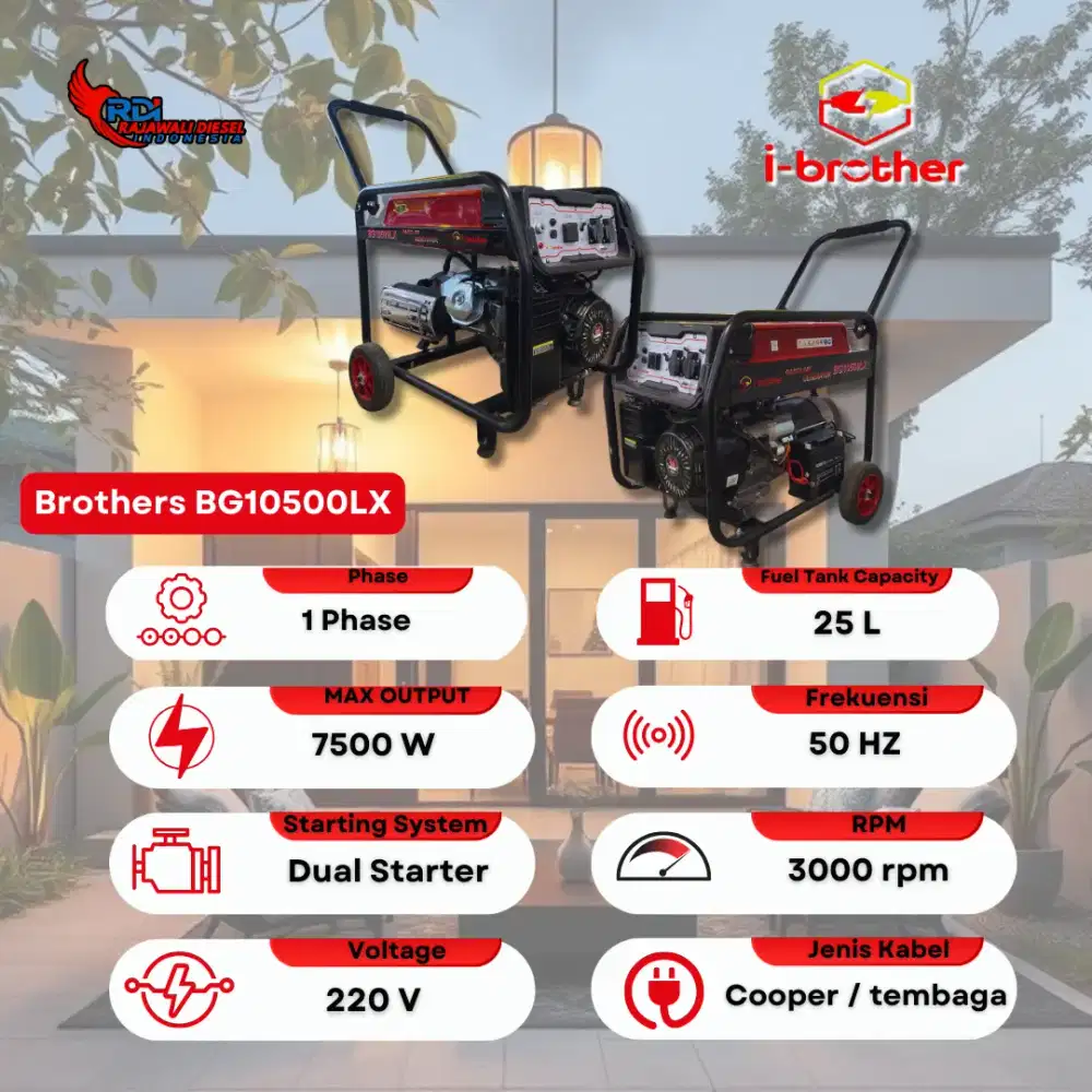 Genset Brother 7000 Watt BG 10500 LX