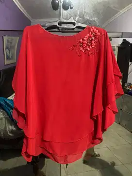 Like New Blouse atasan wanita batwing merah jumbo oversize