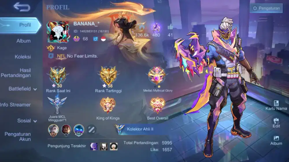 Jual akun Mlbb pribadi