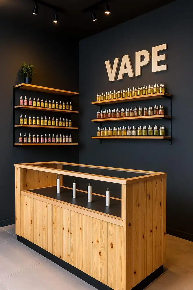 Paket usaha vape store set meja kasir rak kabinet