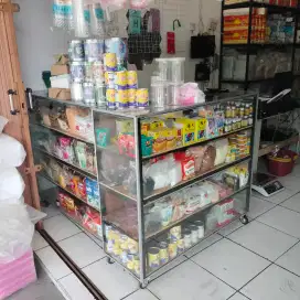 Jual Paket Rak Toko + Etalase Kaca — Total 13 Unit — Rp18 Juta