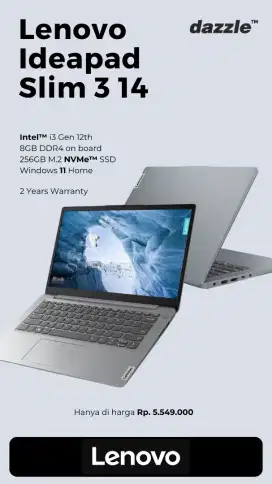 LENOVO IDEAPAD SLIM 3 I3 RAM 8 256 GARANSI 2 TAHUN