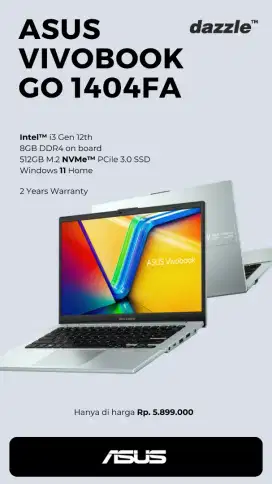 kalo ASUS VIVOBOOK GO 14 E1404GA I3 GEN 12 RAM 8 SSD 512 GARANSI 2 THn