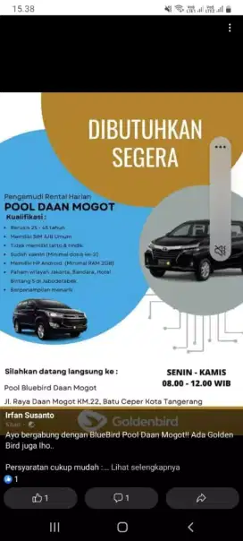 Driver Taksi Blue Bird Daan Mogot