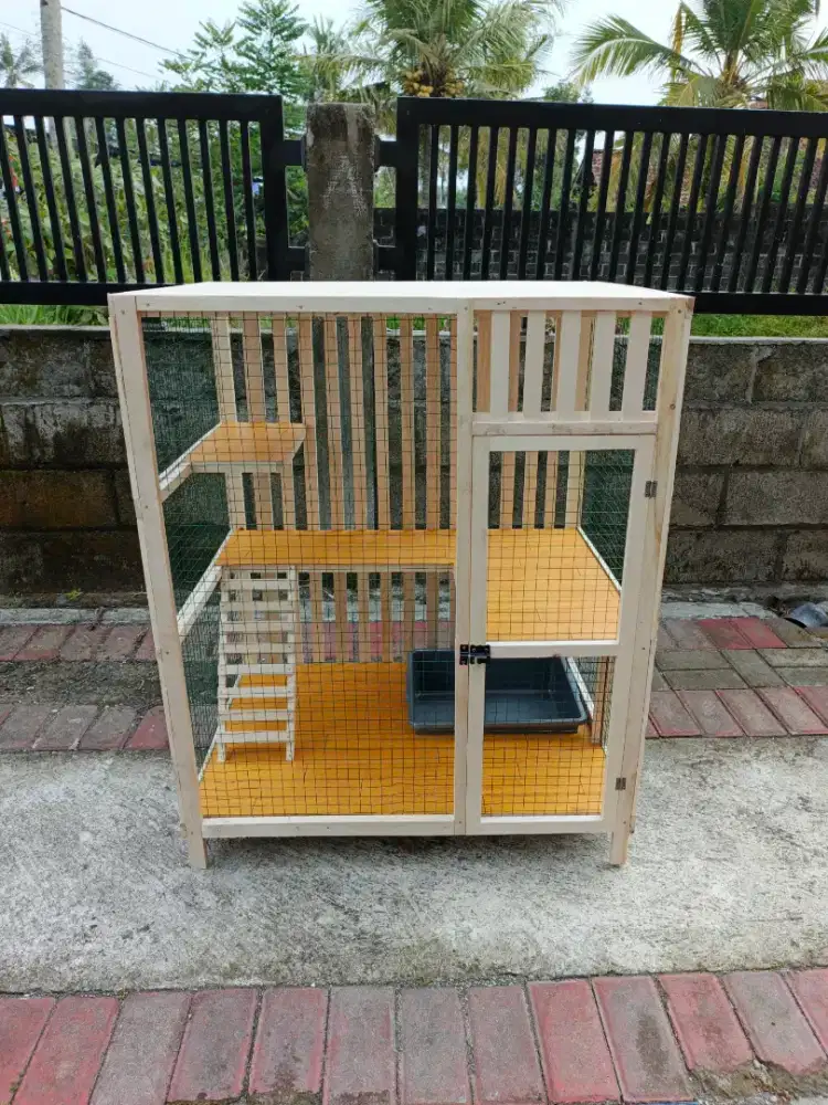 Kandang Kucing Kayu Tingkat Rumah Kucing Kandang Hias by Mumecat (PO)