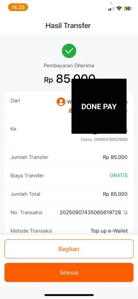 sewa wa dibayar perhari