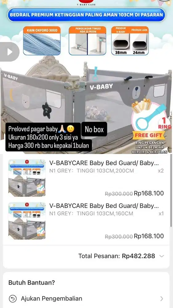 Preloved pagar kasur baby