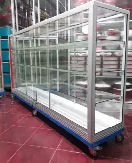 Di Jual Etalase Baru Panjang 2Mx1M || Pakai Roda Besar & Siku Besi