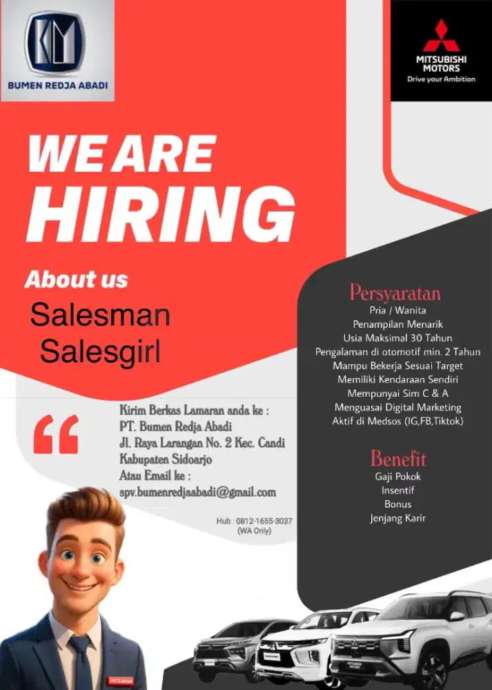 DIBUTUHKAN SALES KONTER DAN SALES FORCE