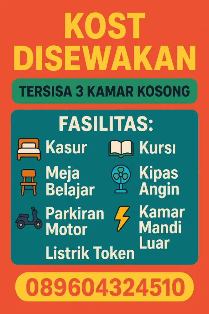 Ready KAMAR KOST untuk Pria (Karyawan/Mahasiswa)