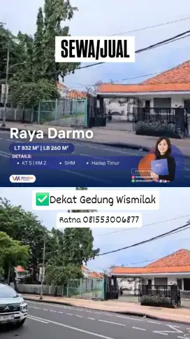Dijual /Disewakan Commercial Pusat Kota Jalan Protokol Raya Darmo
