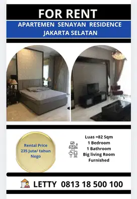 Apartemen Senayan 1 BR Jakarta Selatan Rp 235 juta / tahun Nego