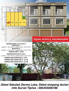 Dijual ruko jln. sigunggung dekat Sekolah Dharma Loka