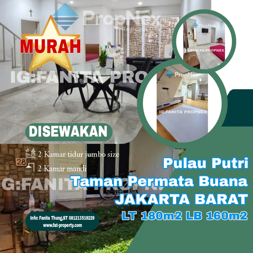 Disewakan rumah di Pulau Putri,Tmn Permata Buana,JakBar LT180m2 LB160m