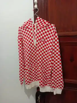 Jaket Hoodie Vans Checkerboard Red White Original