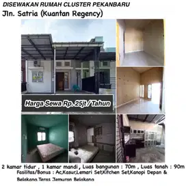 Disewakan rumah cluster jln.satria(kuantan regency)
