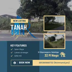 Jual Tanah 3292m2 Lokasi strategis + komersil di Diponegoro Sidorejo !