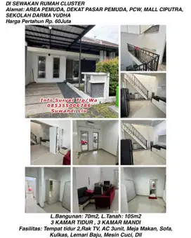 Di sewakan rumah cluster jln.area pemuda,dekat pasar pemuda