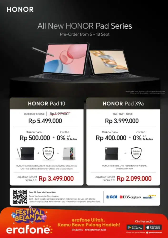 OPEN PRE-ORDER HONOR PAD 10 DAN HONOR PAD X9A
