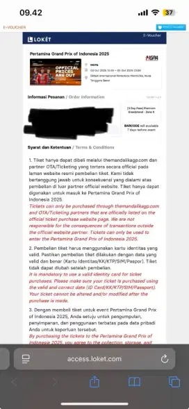 for sale tiket motogp pertamina grand prix of indonesia 2025