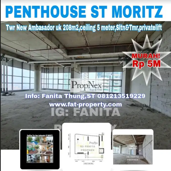 penthouse Apt ST MORITZ Twr New Ambasador uk 208m2,bare/RTF,Hoek Sltn