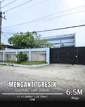 Dijual gudang Menganti Gresik bisa akses kontainer