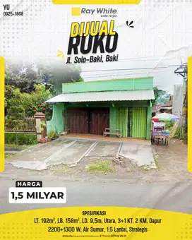 Dijual Ruko Siap Pakai Harga Murah Di Baki Cocok Untuk Usaha / Kantor