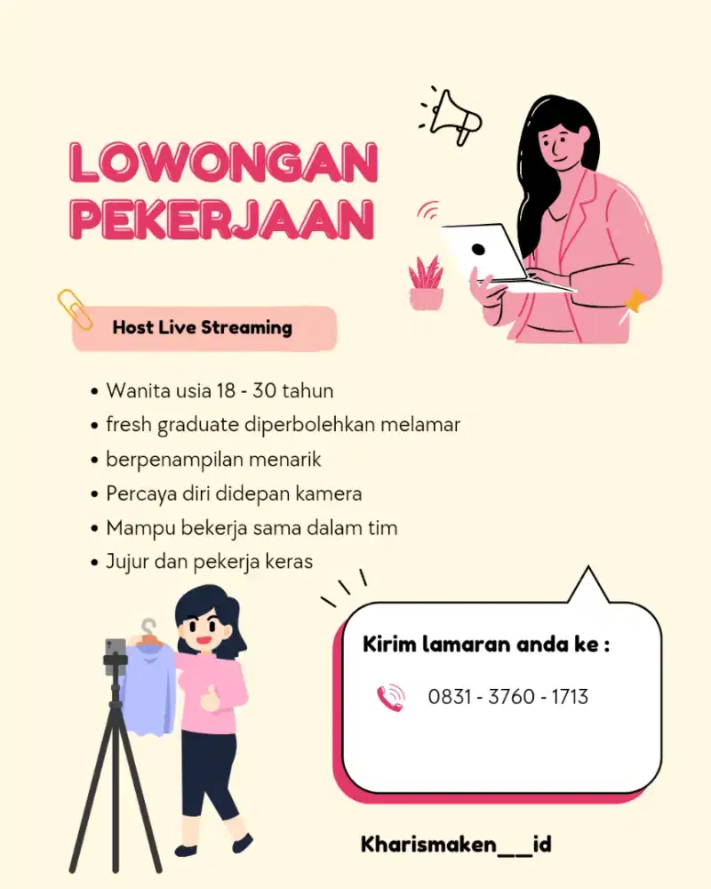 Lowongan kerja Host Live Streaming